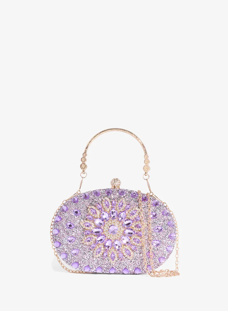 Khizana Rhinestone Jewel Embellished Detail Statement Clutch